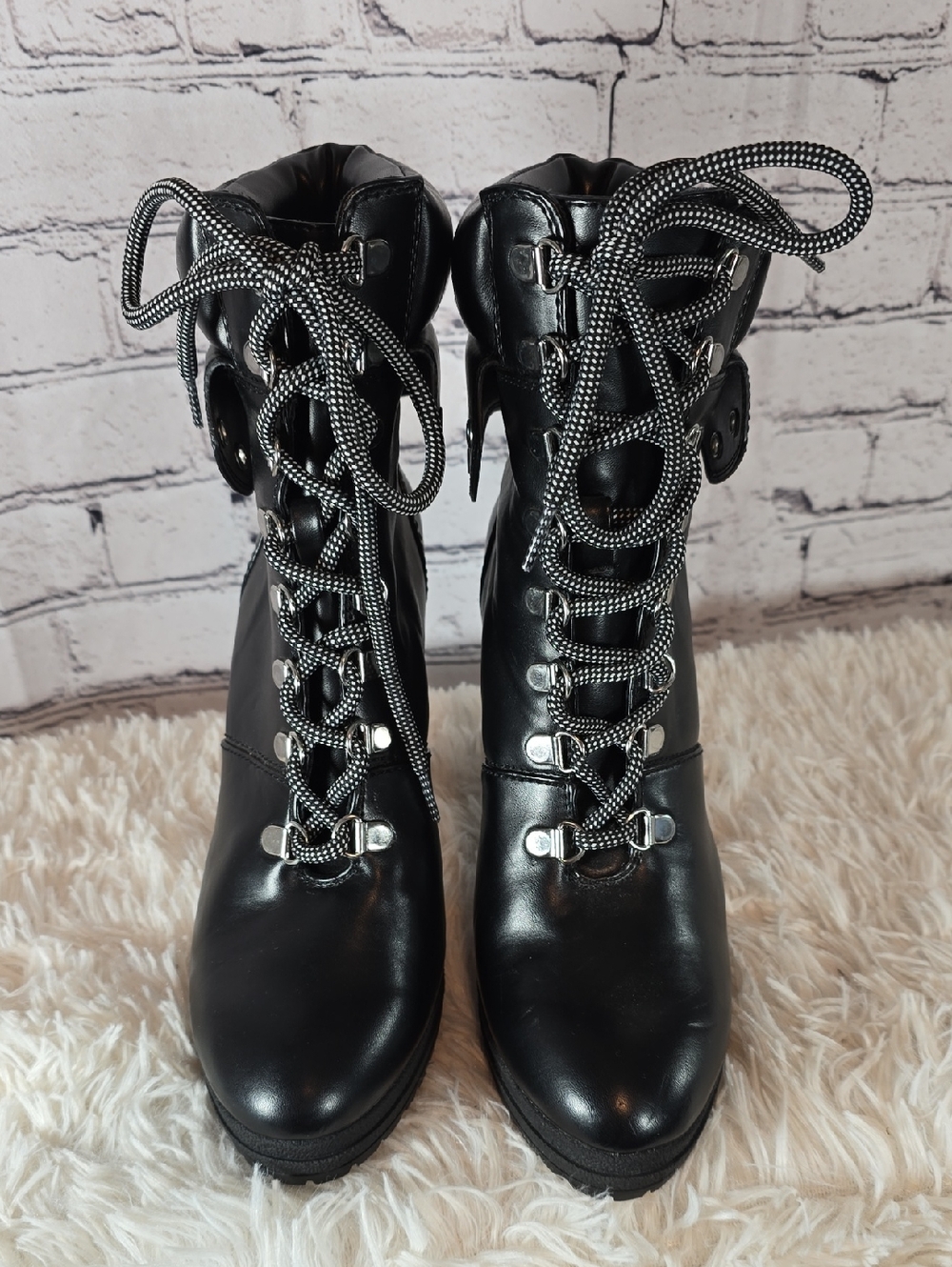 DKNY Black Lace-Up Heeled Boots Size 9 NWOT - Picture 3 of 13